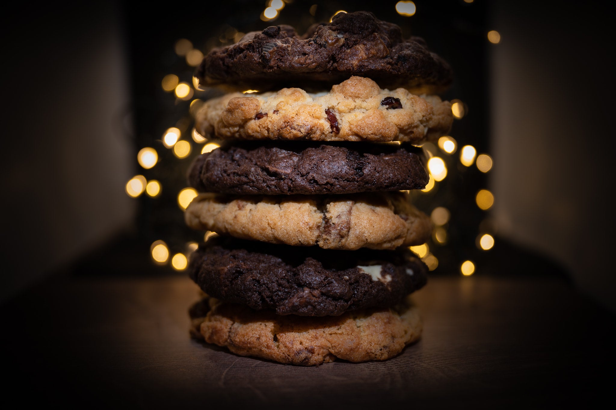 A stack of Hooper's delicious New York Inspired Cookies, in a range of delicious flavours.